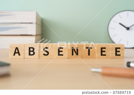 Image of absentees | Building blocks, books and stationery with "ABSENTEE" written on them Image of absentees | Building blocks, books and stationery with "ABSENTEE" written on them 87889719