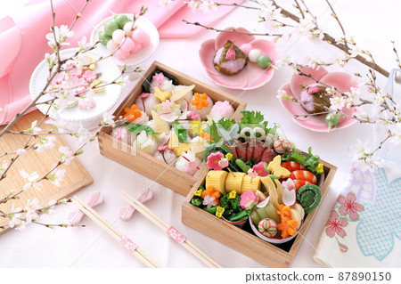 充滿春天氣息的華麗賞櫻飯盒 87890150