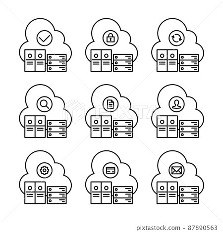Cloud-based system Various icon sets Cloud-based system Various icon sets 87890563