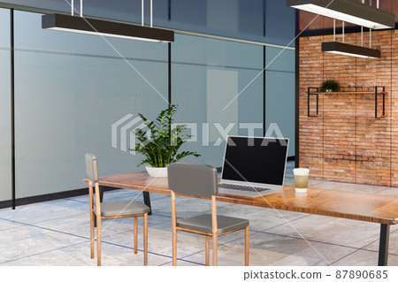 Working room with mock-up laptop 87890685