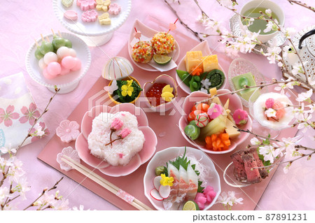 Cherry-blossom viewing lunch, cherry-blossom viewing set, cherry-blossom viewing set, cherry-blossom viewing set 87891231