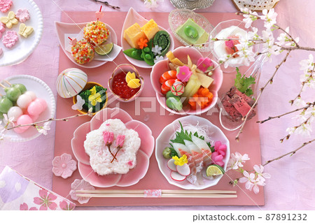 Cherry-blossom viewing lunch, cherry-blossom viewing set, cherry-blossom viewing set, cherry-blossom viewing set 87891232