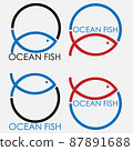 set of abstract ocean fish logo in circle shape 87891688
