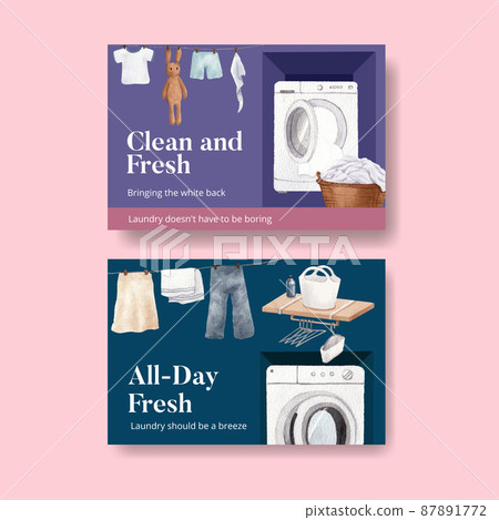 Facebook template with laundry day concept,watercolor style 87891772