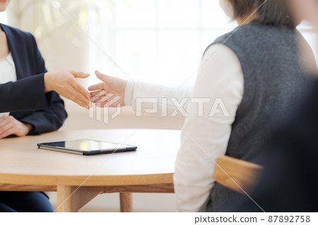 Business scene handshake parts cut 87892758