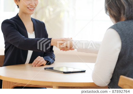 Business scene handshake parts cut 87892764