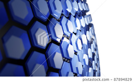 CG Hexagon Innumerable hexagons lined up on the surface of a sphere 87894829