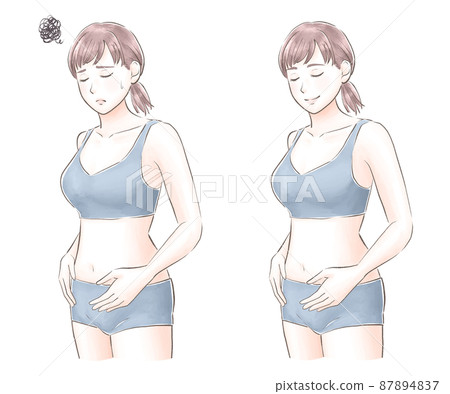 一個解決了她的胃病的女人水彩風格 87894837