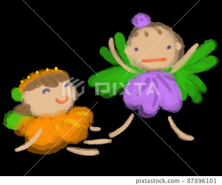 暖暖暖心紫橙花仙子兩黑背景 87896101