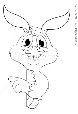 Easter Bunny Rabbit Cartoon Character Peeking Sign 87898069