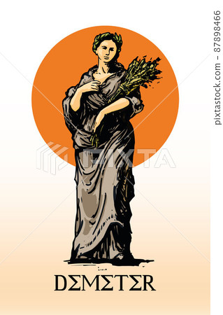 Demeter - the goddess of the harvest and agriculture in ancient Greek religion, vector illustration, white background Demeter - the goddess of the harvest and agriculture in ancient Greek religion, vector illustration, white background 87898466