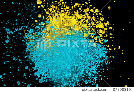 Explosion of colored powder isolated on black background. 87898519