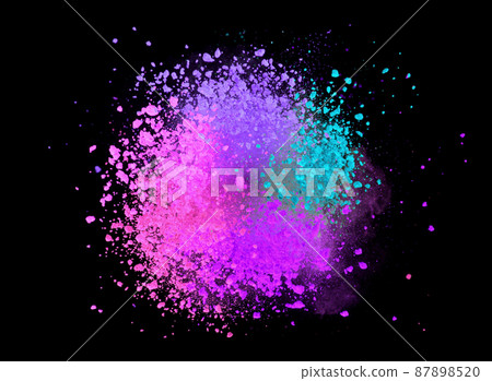 Explosion of colored powder isolated on black background. 87898520
