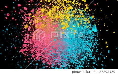 Explosion of colored powder isolated on black background. Explosion of colored powder isolated on black background. 87898529