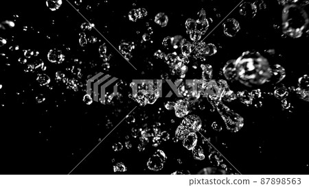 Realistic water shower drops, macro shot. Realistic water shower drops, macro shot. 87898563