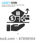 Asset icon vector with glyph style isolated on white background. Vector illustration property sign symbol icon concept for digital business, finance, industry, apps, web and project 87898564