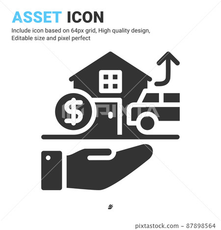 Asset icon vector with glyph style isolated on white background. Vector illustration property sign symbol icon concept for digital business, finance, industry, apps, web and project Asset icon vector with glyph style isolated on white background. Vector illustration property sign symbol icon concept for digital business, finance, industry, apps, web and project 87898564