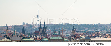 Prague cityscape panorama - view of the landscape of Prague city 87898736
