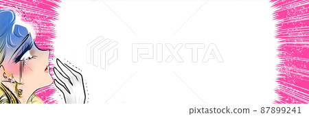 一個 70 年代少女漫畫金發垂直卷女士的側面插圖,她的心碎,白眼裡流著淚 一個 70 年代少女漫畫金發垂直卷女士的側面插圖,她的心碎,白眼裡流著淚 87899241