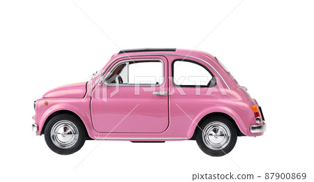 Pink retro toy car isolated on white Pink retro toy car isolated on white 87900869