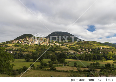 Landscape  near Compeyre, Midi-Pyrenees, Departement Aveyron, France 87901705