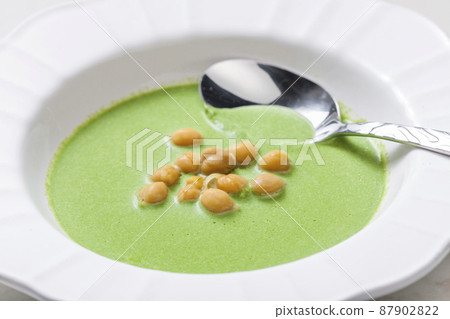 green peas soup with fried peas green peas soup with fried peas 87902822