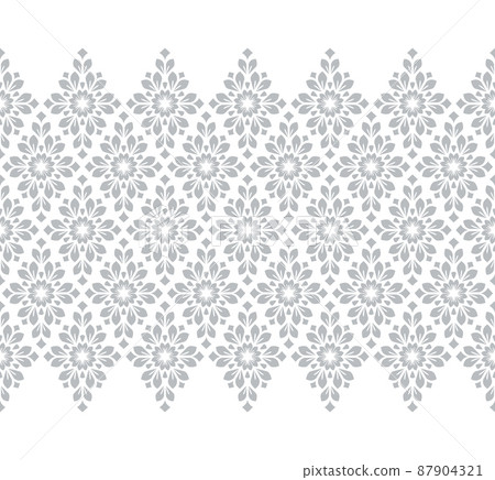 Flower geometric pattern. Seamless vector background. White and gray ornament. 87904321