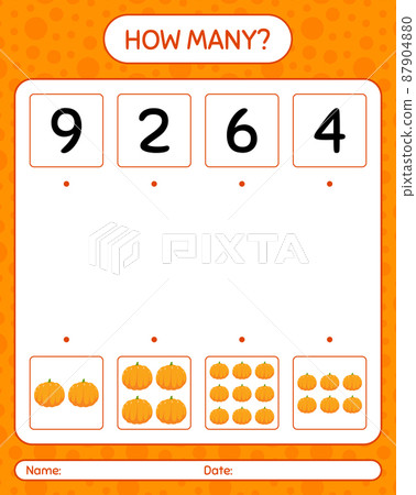 How many counting game with pumpkin. worksheet for preschool kids, kids activity sheet, printable worksheet How many counting game with pumpkin. worksheet for preschool kids, kids activity sheet, printable worksheet 87904880