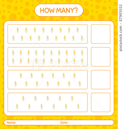 How many counting game with witloof. worksheet for preschool kids, kids activity sheet, printable worksheet 87905032