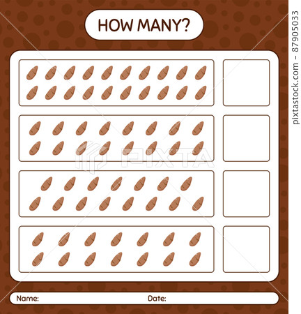 How many counting game with yam root. worksheet for preschool kids, kids activity sheet, printable worksheet 87905033