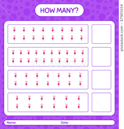 How many counting game with turnip. worksheet for preschool kids, kids activity sheet, printable worksheet 87905034
