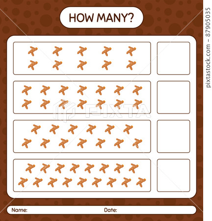 How many counting game with turmeric. worksheet for preschool kids, kids activity sheet, printable worksheet 87905035
