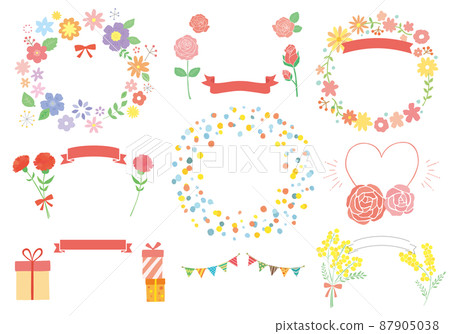 可用於橫幅的母親節插圖框架集 1（無文字） 87905038