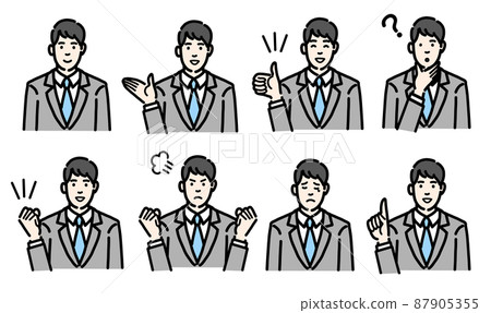 A set of gestures for a young man in a suit 87905355