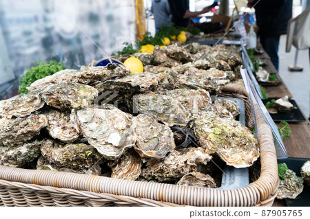 fresh oysters on farmer market fresh oysters on farmer market 87905765