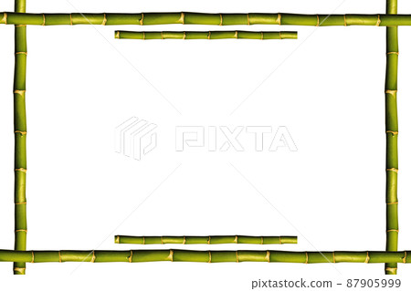 Square empty green bamboo frame, isolated on white background 87905999