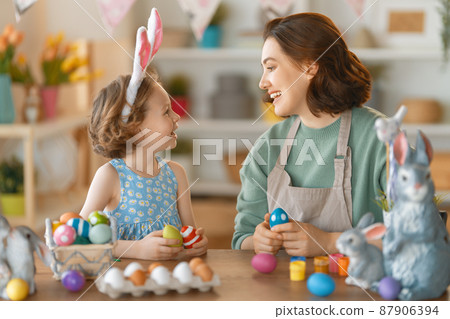 family preparing for Easter family preparing for Easter 87906394