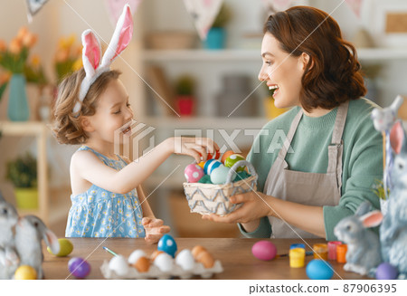 family preparing for Easter family preparing for Easter 87906395