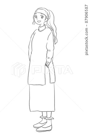 Fashionable women's fashion illustrations with knit coordination Fashionable women's fashion illustrations with knit coordination 87906587