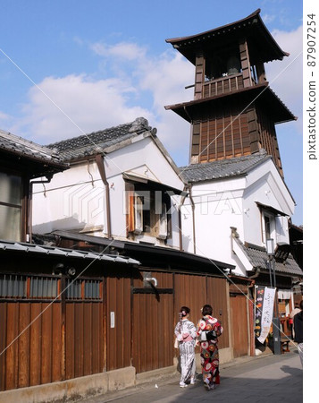 Kawagoe City, Saitama Prefecture "Toki no Kane" and a woman in a kimono 87907254