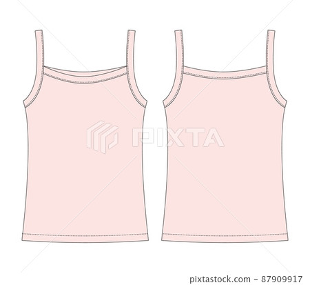 Baby sleeveless tank top with straps technical sketch. Baby sleeveless tank top with straps technical sketch. 87909917