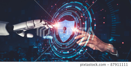 Future artificial intelligence and machine learning for AI droid robot or cyborg 87911111