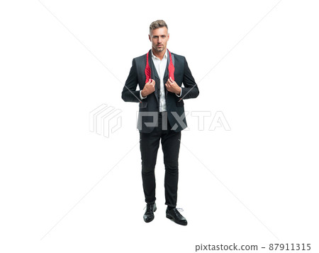 full length of formal man in tuxedo isolated on white background 87911315