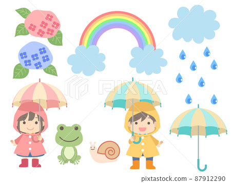 Illustration set of the rainy season Illustration set of the rainy season 87912290