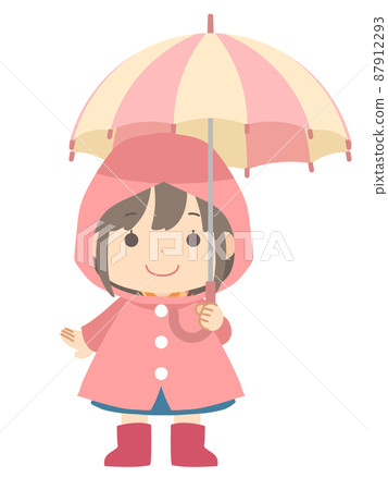 穿著雨衣，打著傘的女孩 87912293