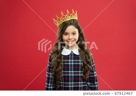 Kid wear golden crown symbol princess. Every girl Kid wear golden crown symbol princess. Every girl 87912467