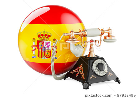 Phone with Spanish flag. Communication services in Spain, concept. 3D rendering Phone with Spanish flag. Communication services in Spain, concept. 3D rendering 87912499