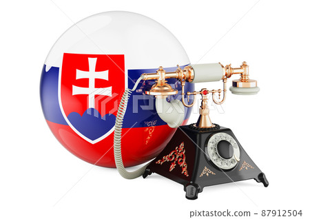 Phone with Slovak flag. Communication services in Slovakia, concept. 3D rendering Phone with Slovak flag. Communication services in Slovakia, concept. 3D rendering 87912504