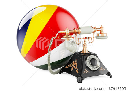 Phone with Seychelloise flag. Communication services in Seychelles, concept. 3D rendering Phone with Seychelloise flag. Communication services in Seychelles, concept. 3D rendering 87912505