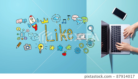Like with person working with laptop Like with person working with laptop 87914017